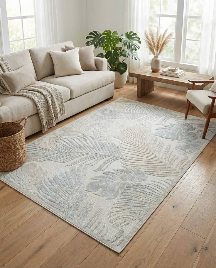 Detail image of 5' 2 x 8' Easy-Clean Botanical Indoor / Outdoor Rug