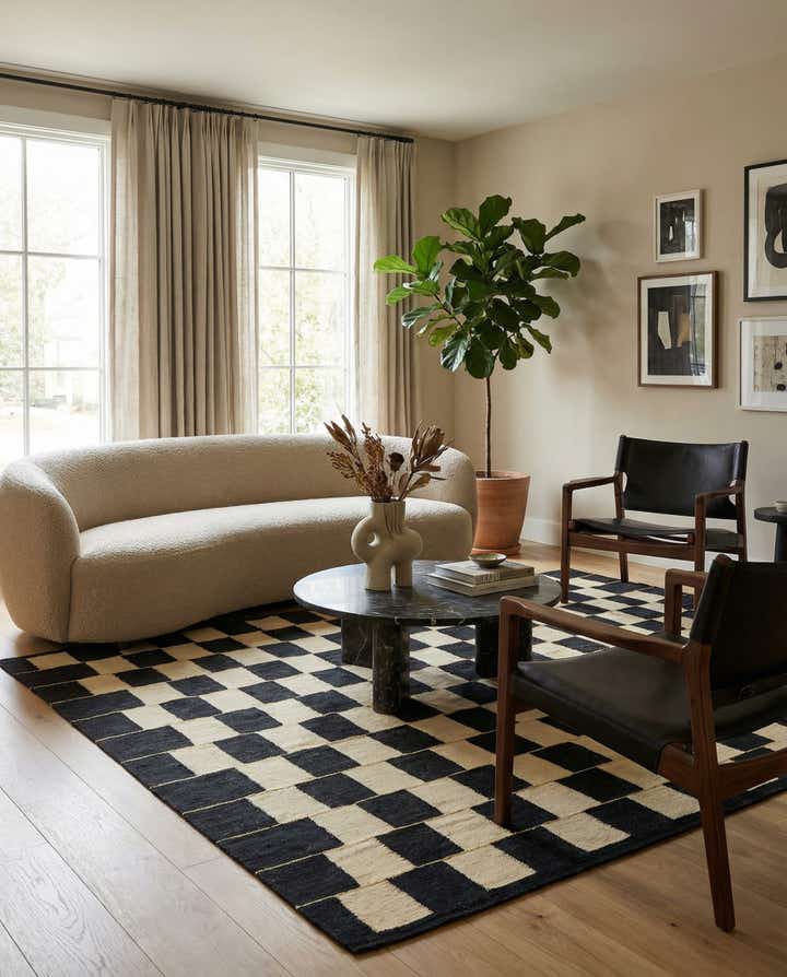 6' 3 x 7' 9 Hand Woven Kilim Modern Wool Rug