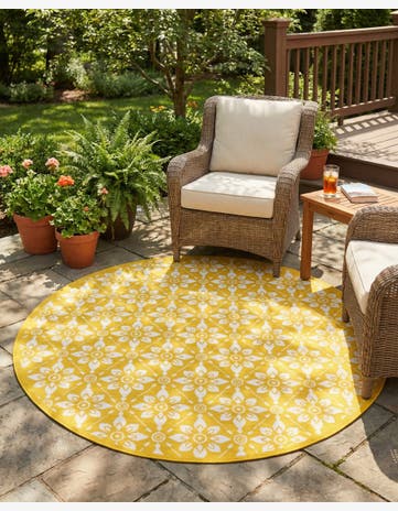 6' x 6' Easy-Clean Lattice Indoor / Outdoor Round Rug