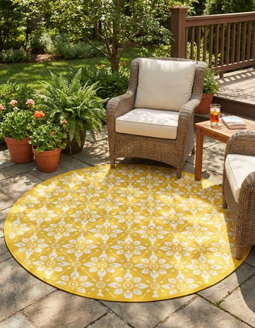 6' x 6' Easy-Clean Trellis Indoor / Outdoor Round Rug