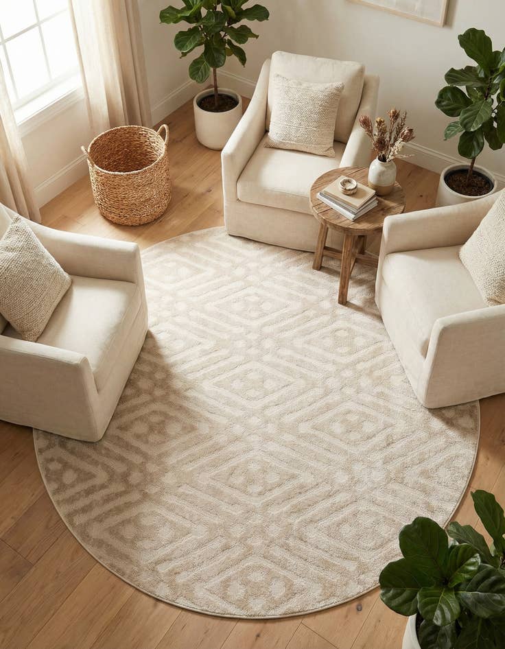 Detail image of 8' x 8'  Washable Sabrina Soto Ella Indoor / Outdoor Round Rug