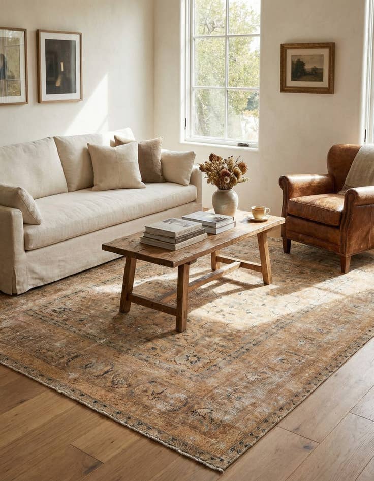 Detail image of 5' 2 x 6' 3  Hand Knotted Ultra Vintage Persian Wool Square Rug