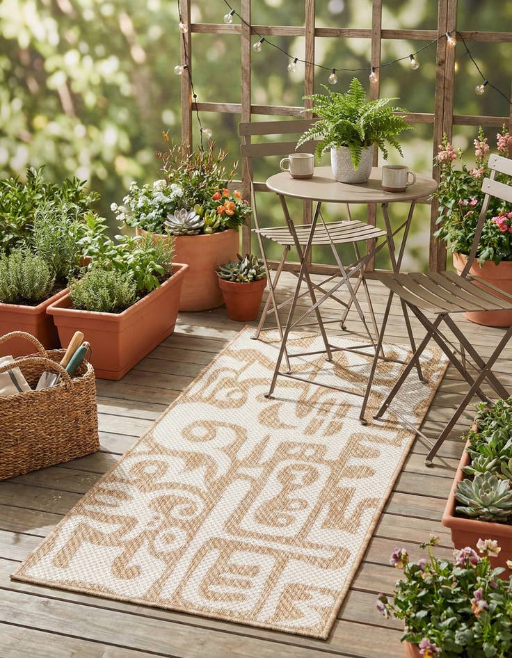Detail image of 2' x 4' Easy-Clean Modern Indoor / Outdoor Runner Rug