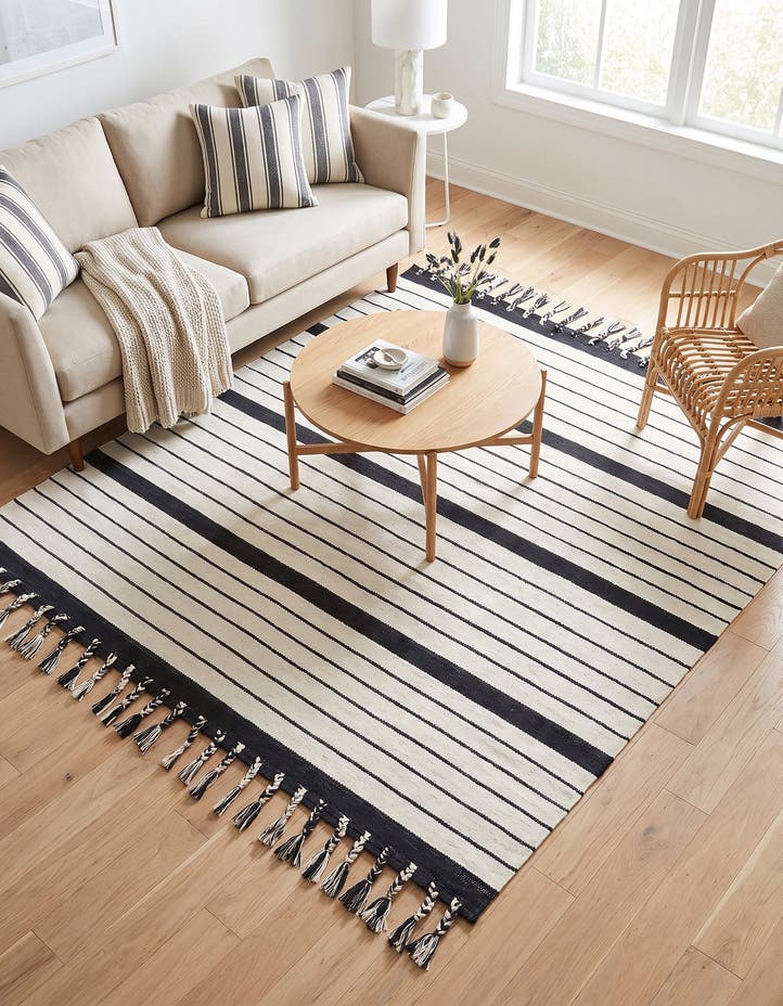 7' 1 x 7' 1 Hand Woven Chindi Cotton Square Rug