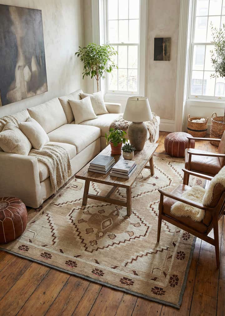 9' x 12' 1 Hand Knotted Moroccan Wool Rug