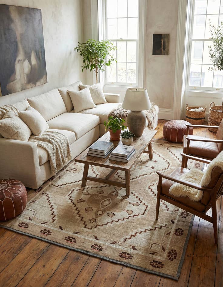 Detail image of 9' x 12' 1  Hand Knotted Moroccan Wool Rug