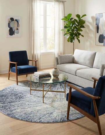 Blue and Gray Tucson Round Rug