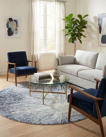 Blue and Gray Tucson Round Rug