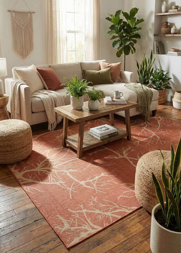 6' x 9' Easy-Clean Botanical Indoor / Outdoor Rug