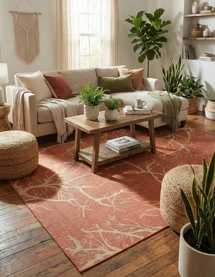 Detail image of 6' x 9' Easy-Clean Botanical Indoor / Outdoor Rug