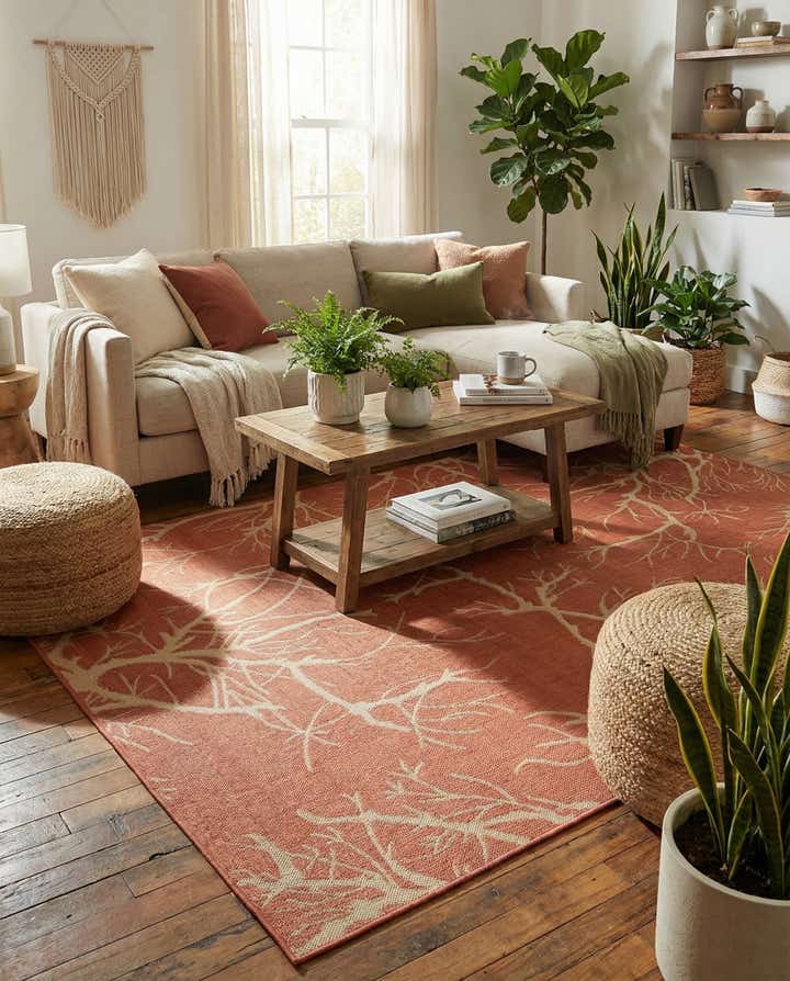 6' x 9' Easy-Clean Botanical Indoor / Outdoor Rug