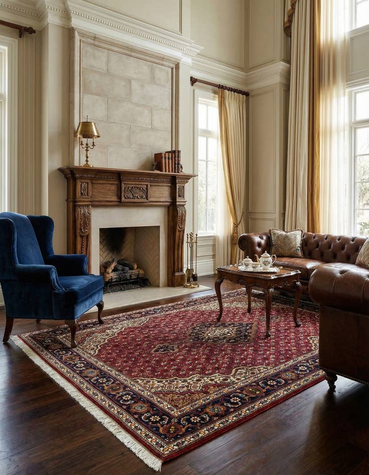 Detail image of  3' 4 x 4' 9 Tabriz Mahi Rug