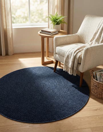 3' 1 x 3' 1 Easy-Clean Solid Indoor / Outdoor Round Rug