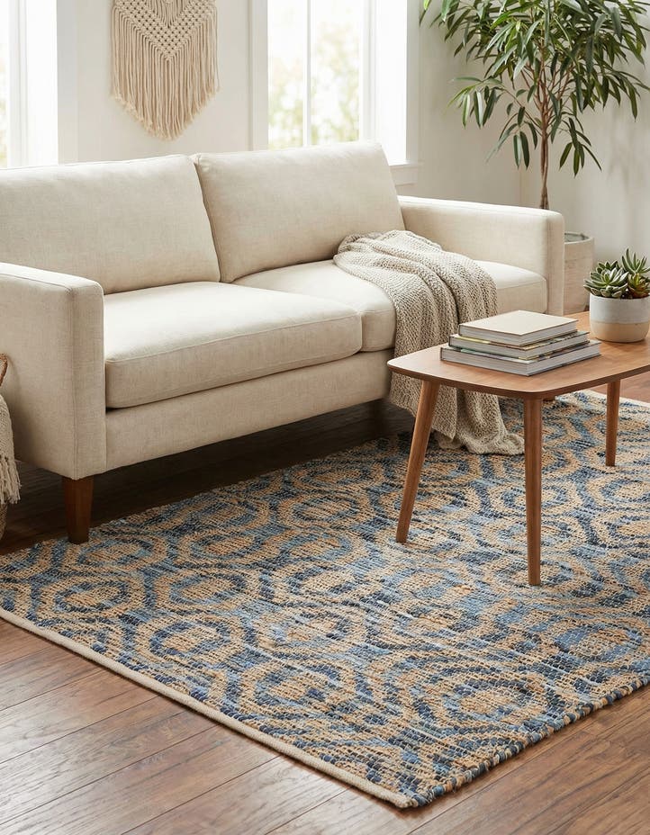 4' 1 x 6' 1 Hand Woven Chindi Jute Rug