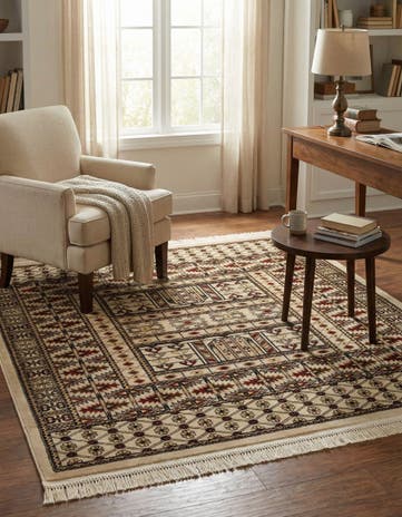 Beige Bokhara Square Rug