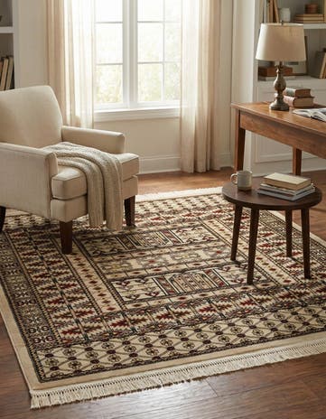 Beige Bokhara Square Rug