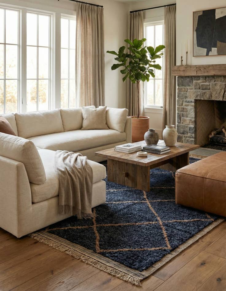Detail image of 6' 2 x 9' 1 Hand Knotted Moroccan Wool Rug
