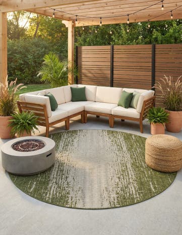 13' x 13' Easy-Clean Modern Indoor / Outdoor Round Rug