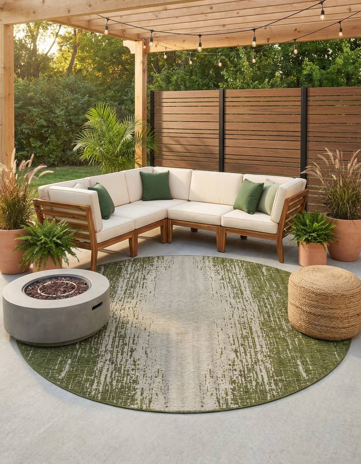 Detail image of  13' x 13'  Washable Modern Indoor / Outdoor Round Rug