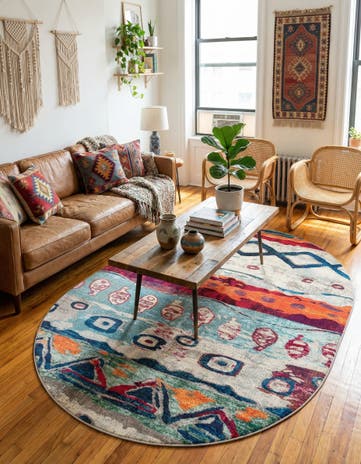Washable Vivid Oval Rug