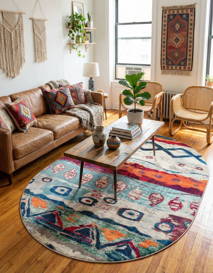 Detail image of  7' 10 x 10'  Washable Vivid Oval Rug