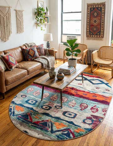 Washable Vivid Oval Rug