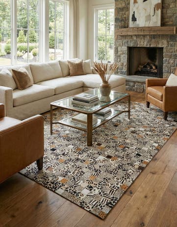 5' 1 x 8' 1 Cowhide Leather Rug