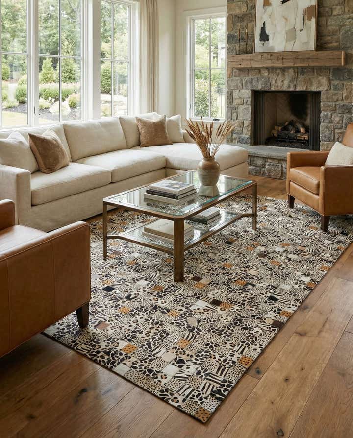 5' 1 x 8' 1 Cowhide Leather Rug