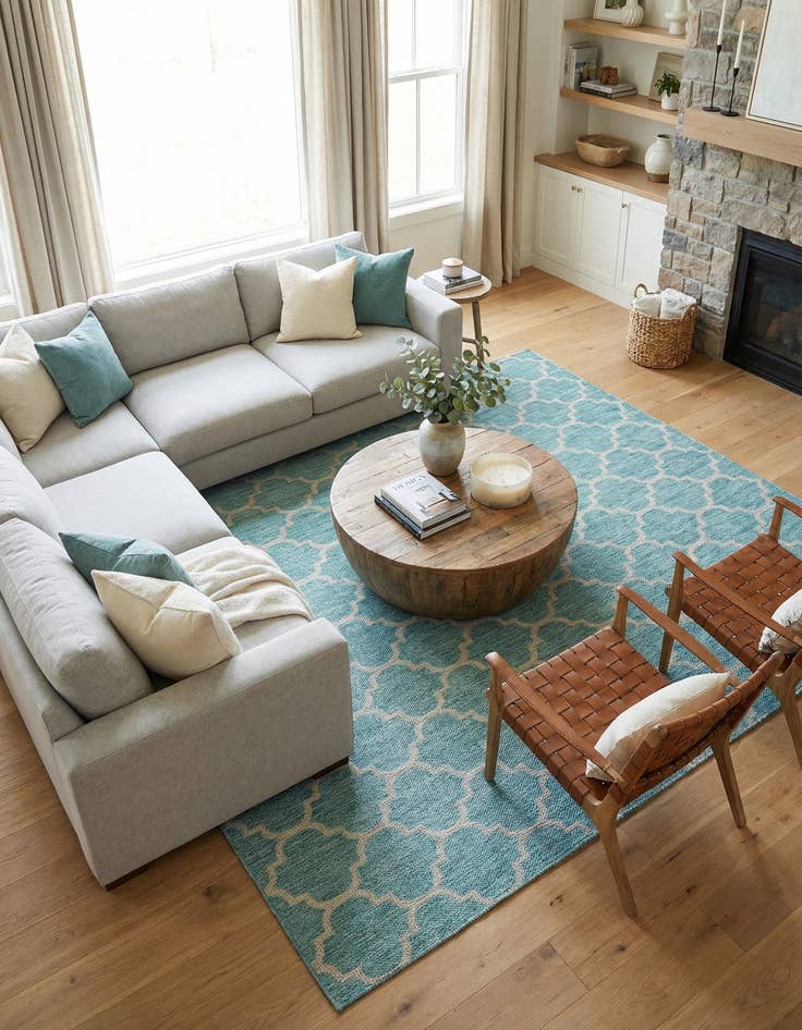 Detail image of  13' x 13'  Washable Lattice Indoor / Outdoor Square Rug