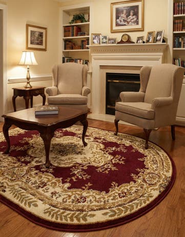 Red Chateau Oval Rug