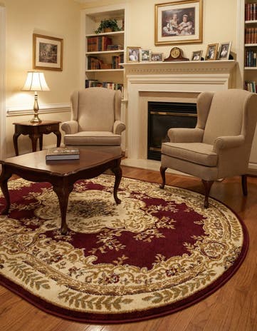 Red Chateau Oval Rug