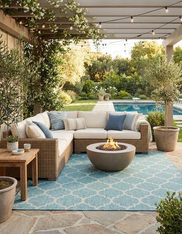 10' 8 x 10' 8 Easy-Clean Lattice Indoor / Outdoor Square Rug