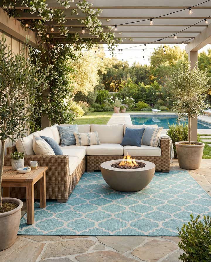 10' 8 x 10' 8 Easy-Clean Lattice Indoor / Outdoor Square Rug