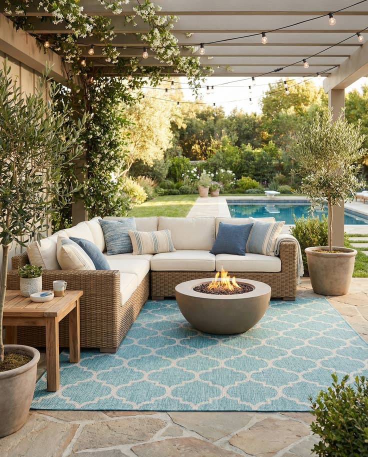 Detail image of 10' 8 x 10' 8 Easy-Clean Lattice Indoor / Outdoor Square Rug