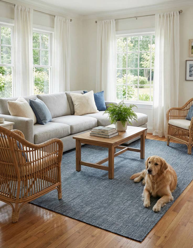 Detail image of 7' 10 x 11' Easy-Clean Solid Indoor / Outdoor Rug