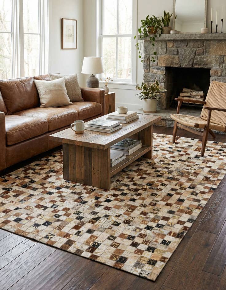 Detail image of  4' 1 x 5' 11 Cowhide - Patchwork Rug