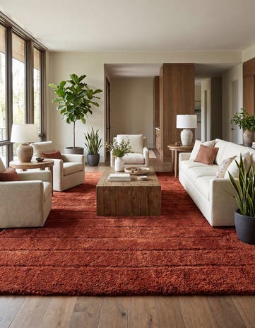 Terracotta Solid Shag Rug