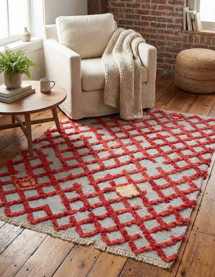 Detail image of 4' x 5' 6  Hand Knotted Moroccan Wool Rug