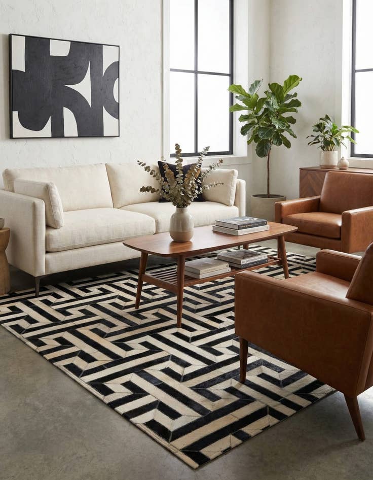 Detail image of  4' 2 x 6' 1 Cowhide - Patchwork Rug