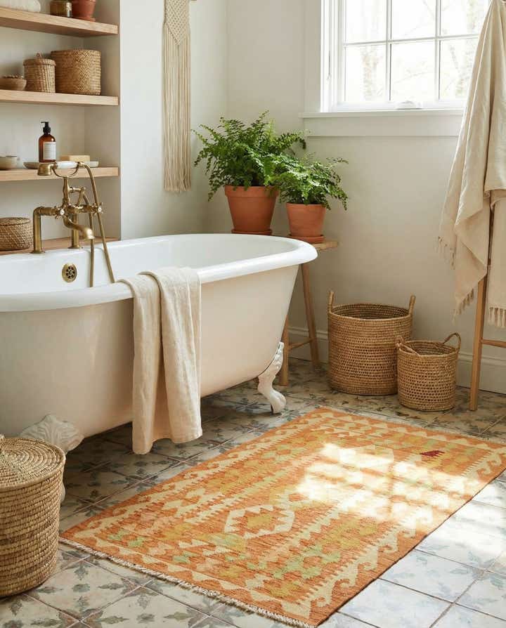 2' 5 x 4' 2 Hand Woven Kilim Waziri Wool Rug