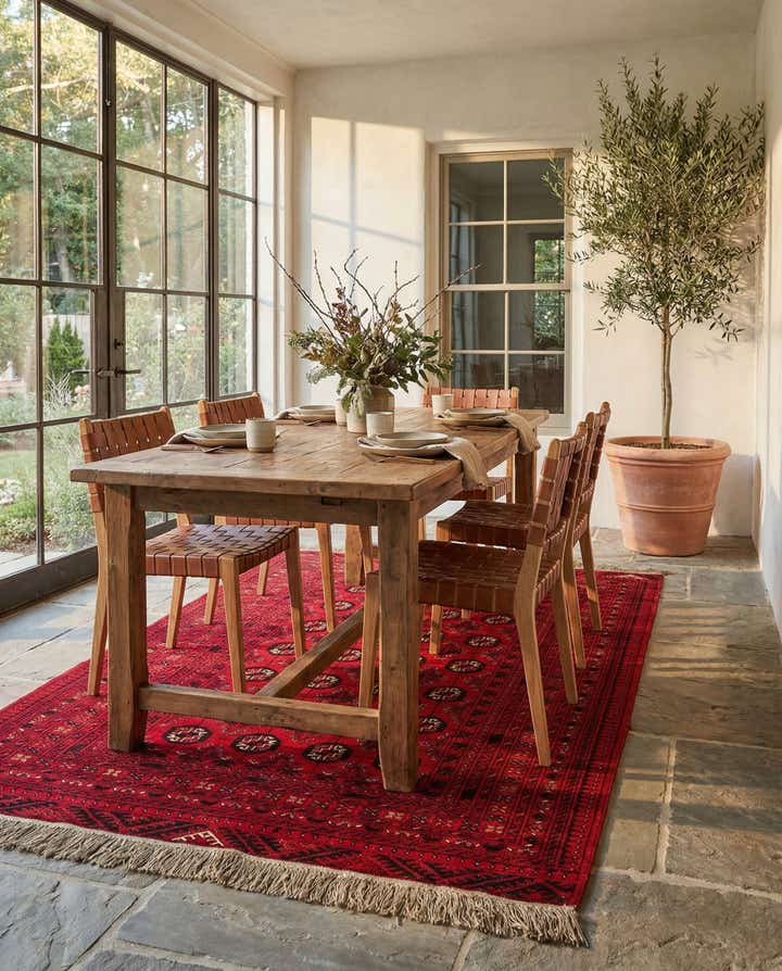4' x 6' 2 Hand Knotted Afghan Akhche Wool Rug