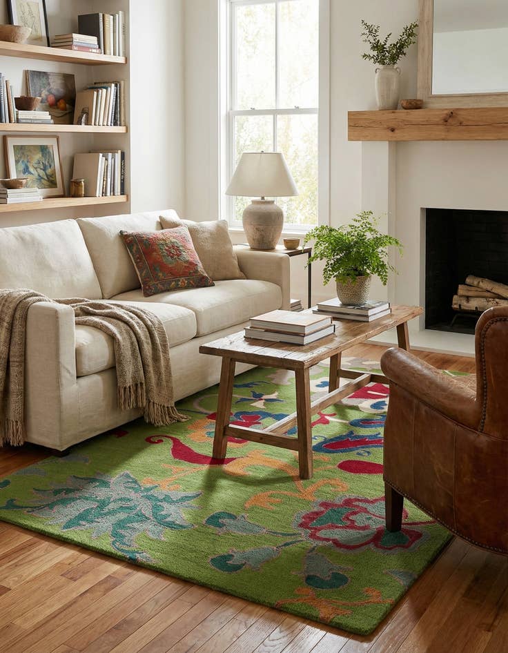 Detail image of 5' 1 x 8' Agra Wool Rug