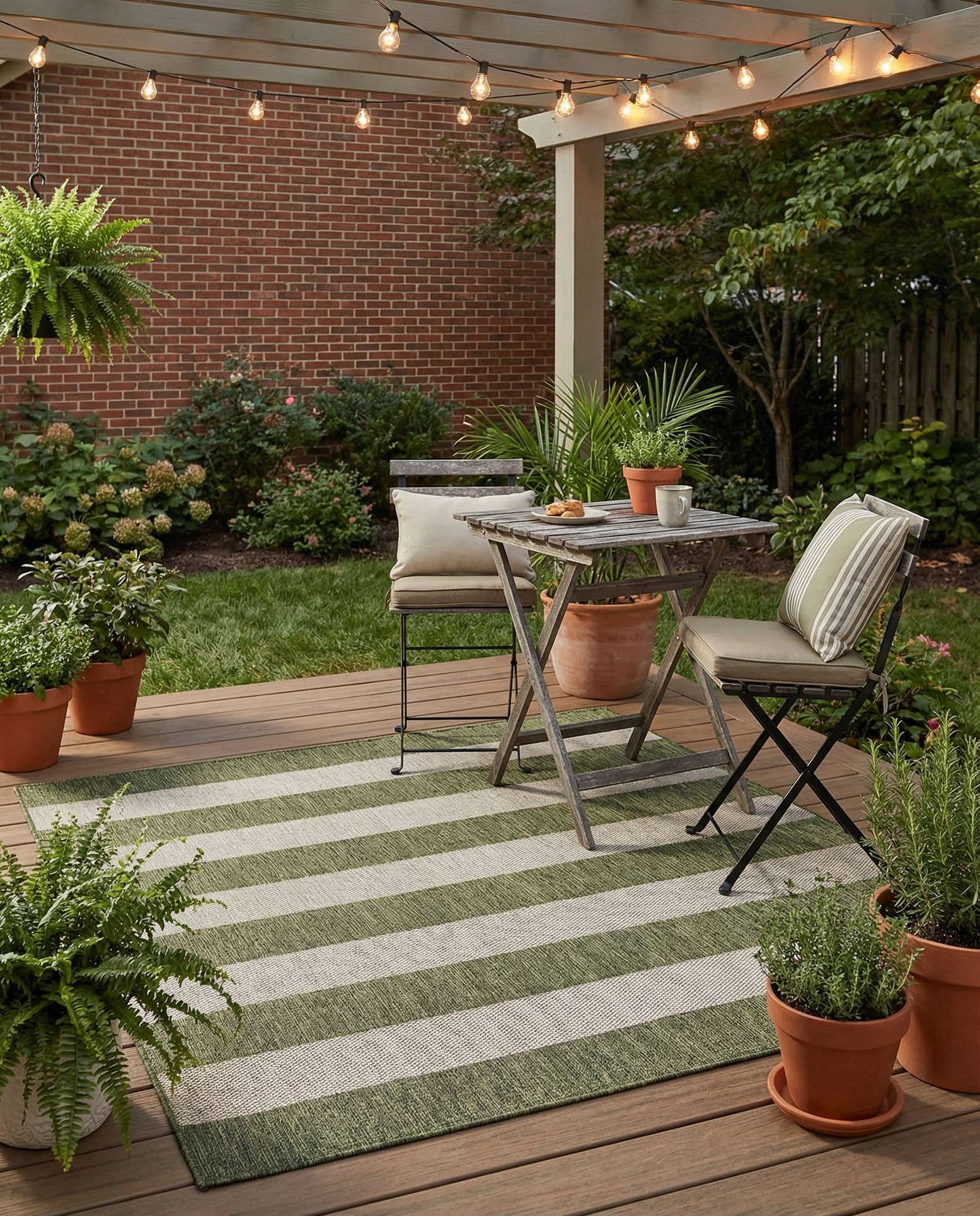 6' x 6' Easy-Clean Ribbon Indoor / Outdoor Square Rug