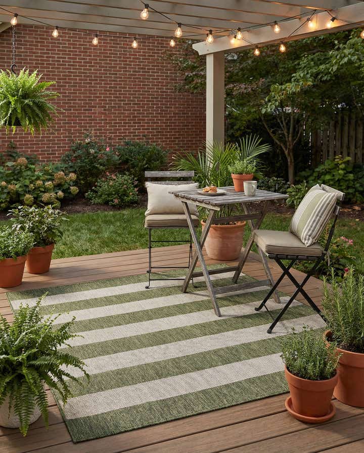 6' x 6' Easy-Clean Ribbon Indoor / Outdoor Square Rug