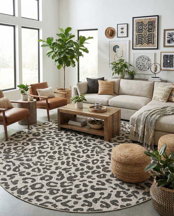 10' 8 x 10' 8 Easy-Clean Safari Indoor / Outdoor Round Rug