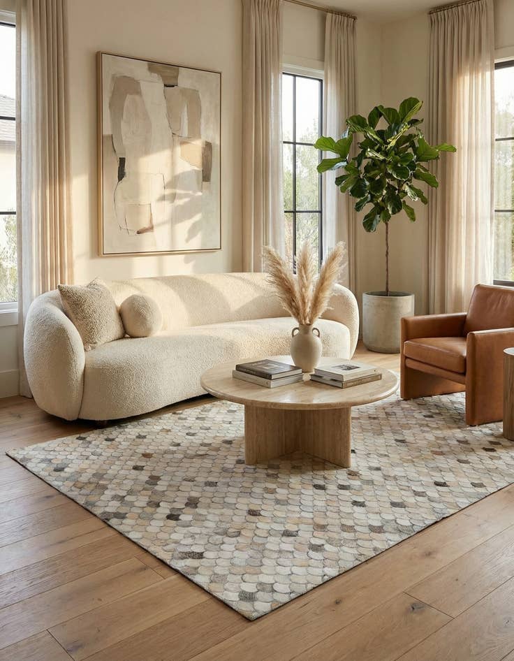 Detail image of  5' 1 x 8' Cowhide Leather Rug