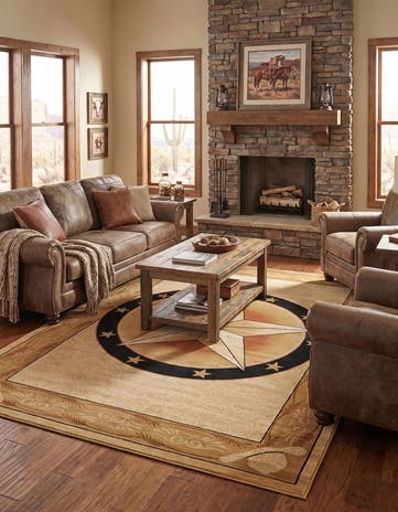 Ivory Brown Pioneer Rug