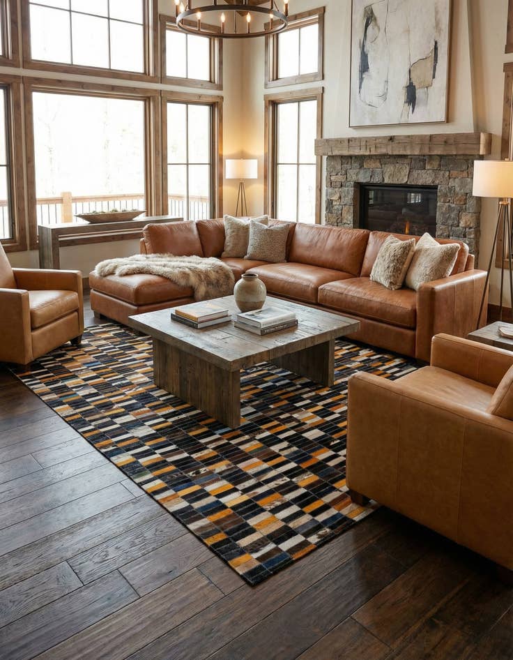 Detail image of  4' 11 x 7' 11 Cowhide - Patchwork Rug