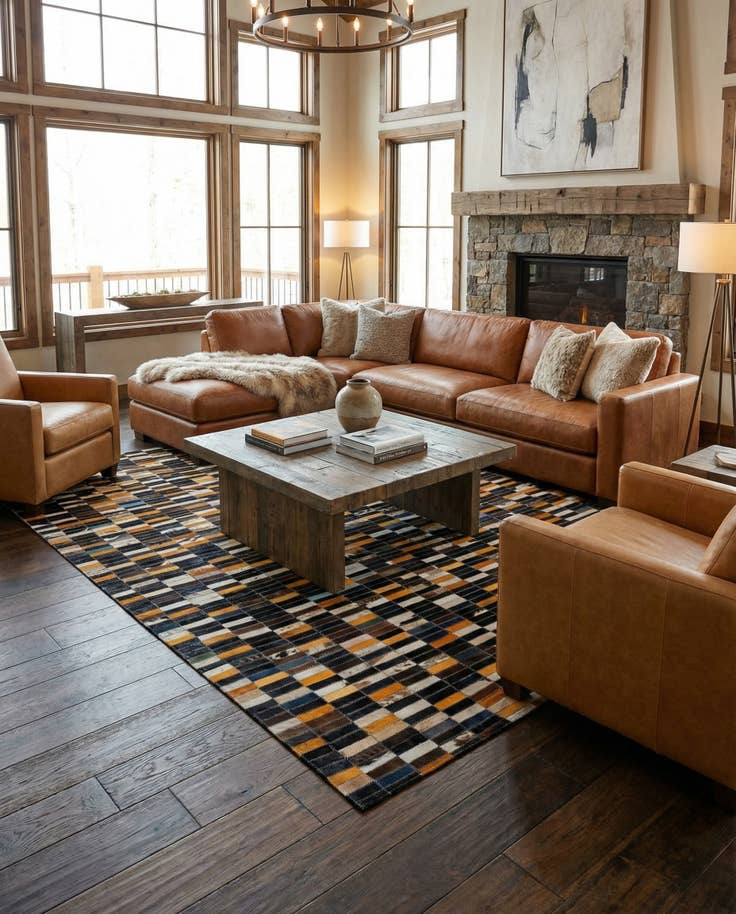 Detail image of 4' 11 x 7' 11 Cowhide - Patchwork Rug