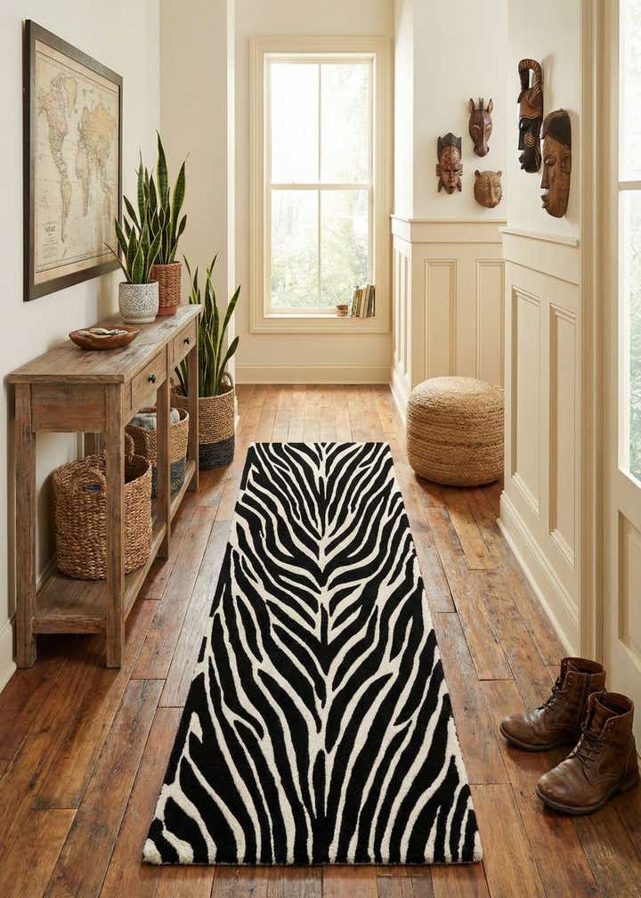 2' x 6' 1 Hand Tufted Safari Wool Runner Rug